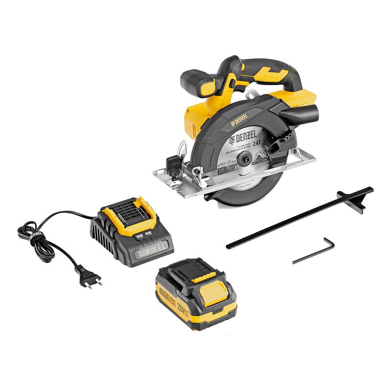 Пила циркулярная аккумуляторная CCSH-20-165, 165 мм, Li-Ion, 20 В Denzel 27405
