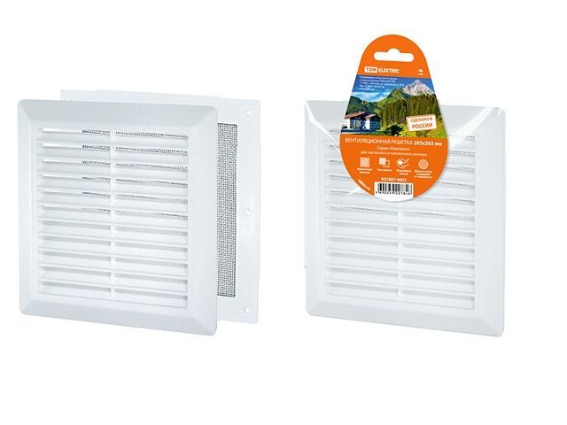 Решетка вентиляционная разъемная с москитной сеткой, наклонные жалюзи, 203х203 мм TDM SQ1807-0022