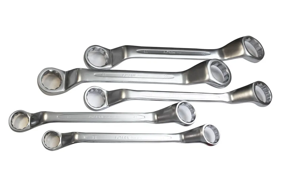 Набор ключей накидных отогнутых на 45 грд. 5 пр. 32x36-50x55 мм PATRON P-5059P