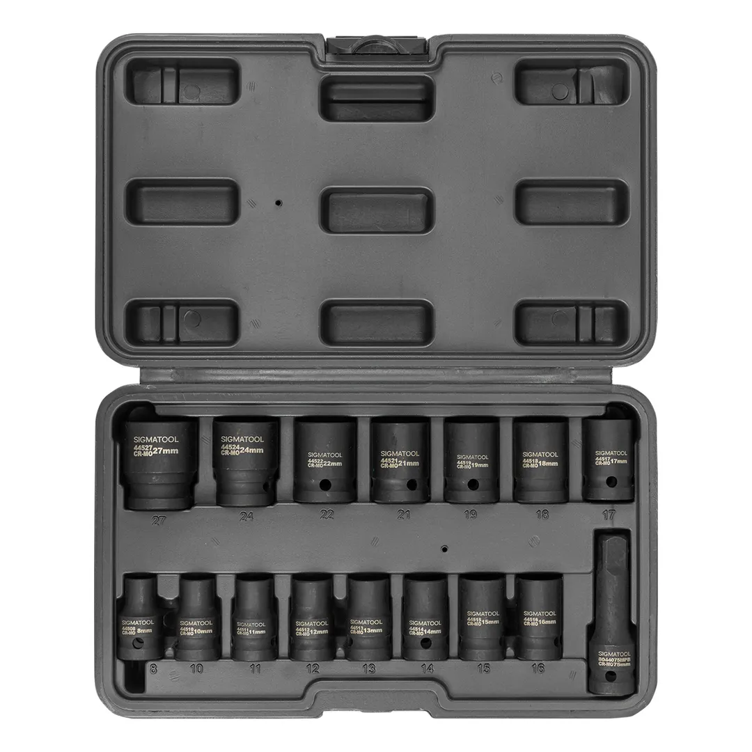 Набор головок ударных 8-27 мм 1/2'' 6-гр 16 пр SIGMATOOL Sigmatool-4179-5MPB