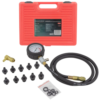 Тестер давления масла в комплекте с резьбовыми адаптерами-переходниками 0-10bar 12 пр RockForce RF-912G1