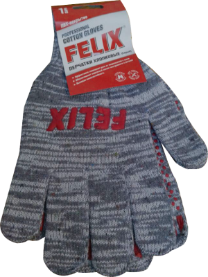 Перчатки хлопковые с ПВХ-покрытием (серые) FELIX 411040149