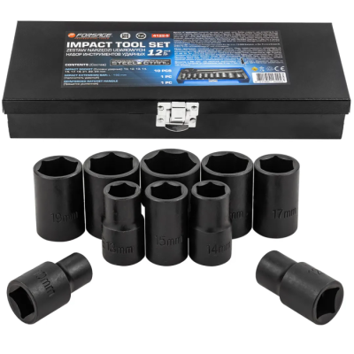 Набор ударных головок 10-24 мм с трещоткой и удлинителем 1/2'' 6-гр 12 пр Forsage F-4122-5