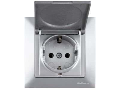 Розетка 1-ая, скрытая, с/з, с крышкой, серебро, DARIA, 16 A, 250 V, IP 20, Mutlusan 21206100282