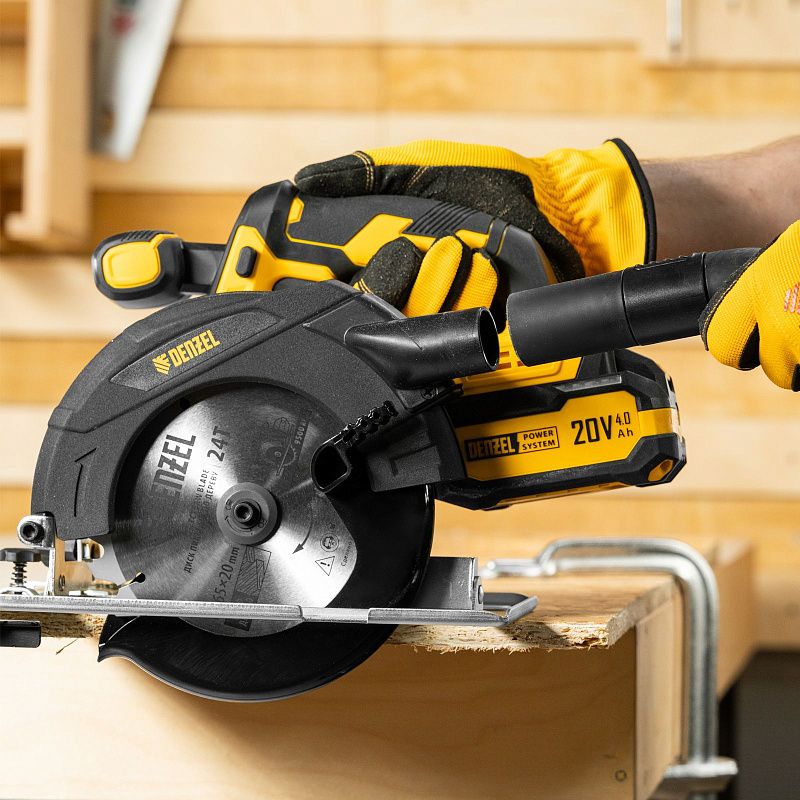 Пила циркулярная аккумуляторная CCSH-20-165, 165 мм, Li-Ion, 20 В Denzel 27405