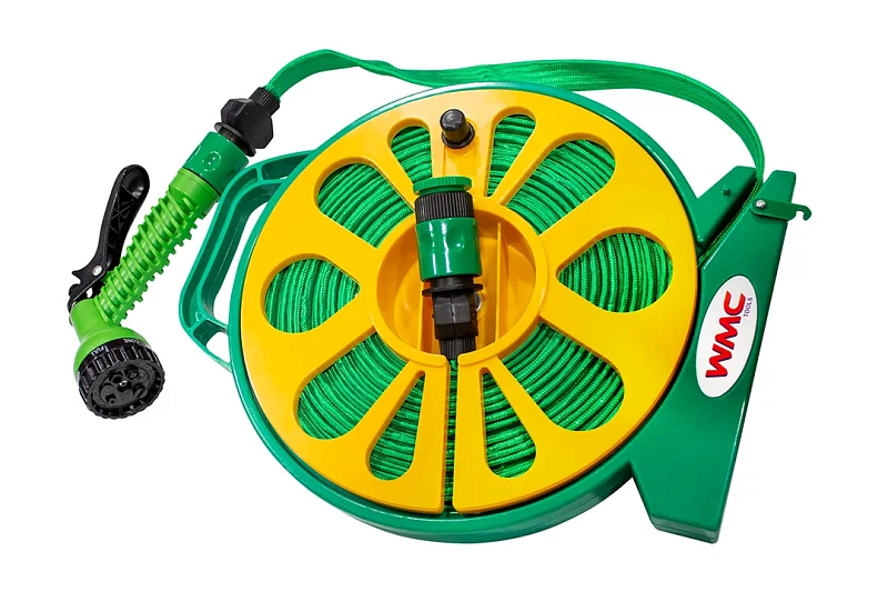 Шланг садовый ПВХ 15 м на катушке в комплекте с пистолетом-распылителем WMC TOOLS WMC-TG7302008