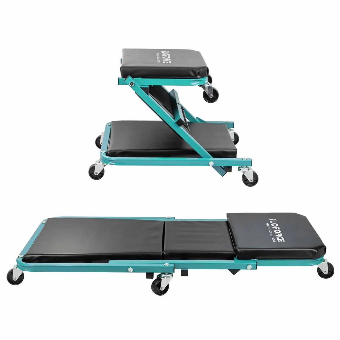 Стул-лежак трансформер подкатной на 6-ти колесах лежак/стул: размеры 910х410х120 мм/460х410х360 мм, max нагрузка 150/120кг ILOforce IF-11412