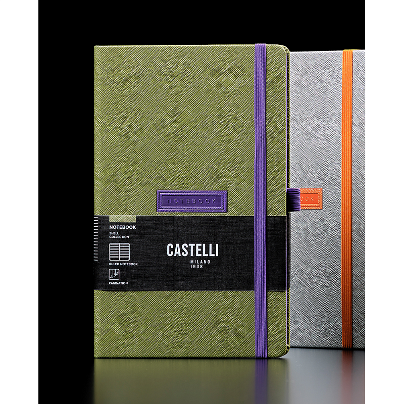 Блокнот "Shell lime", А5, 96 листов, зеленый, срез фиолетовый