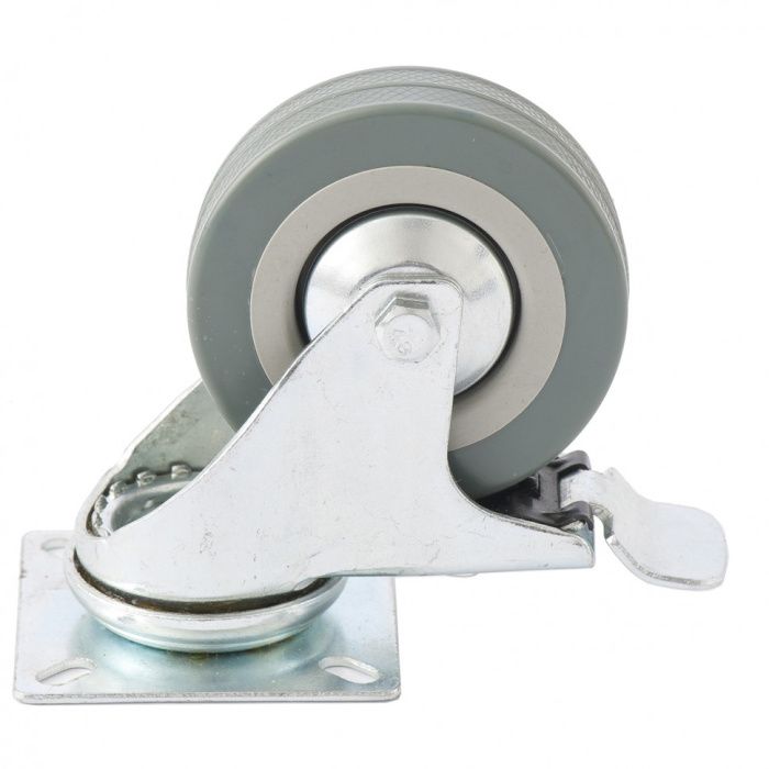 Колесо поворотное с тормозом D 50 мм, крепление платформенное Сибртех 68719