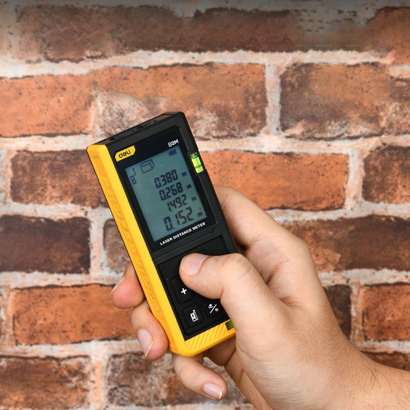 Дальномер лазерный Deli YS EDL4169, 80 м, желтый, черный