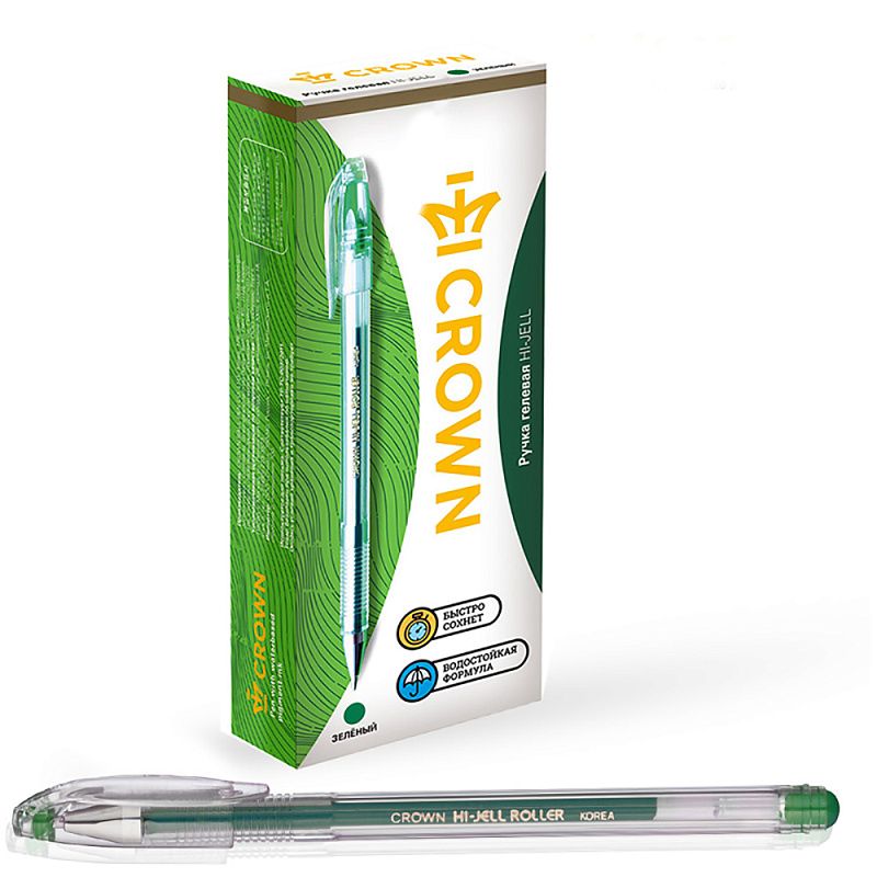 Ручка гелевая "Hi-Jell", 0.5 мм, прозрачный, стерж. зеленый