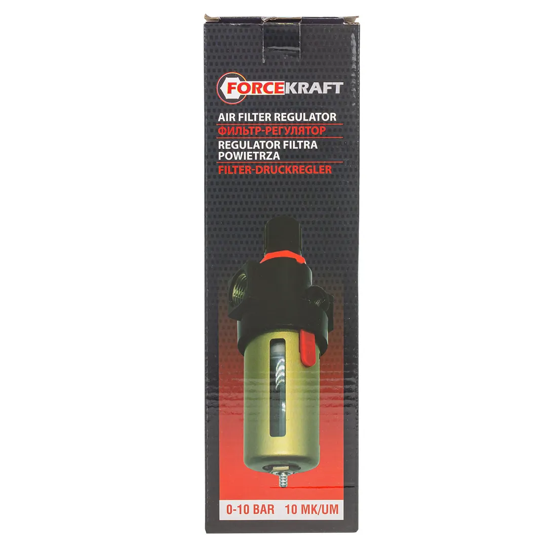Фильтр-регулятор с индикатором давления для пневмосистем 1/2'', 10Мк, 1400 л/мин, 0-10bar,раб. температура 5°-60° ForceKraft FK-BFR4000