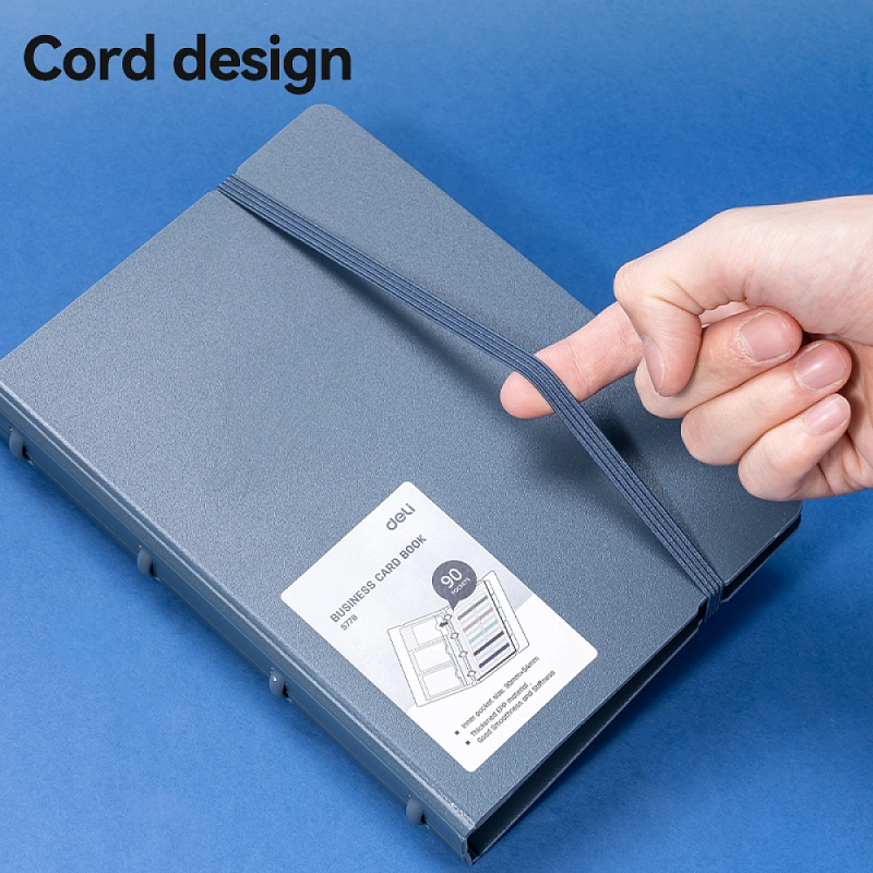 Визитница настольная "Deli", 140х198 мм, 90 карт, черный