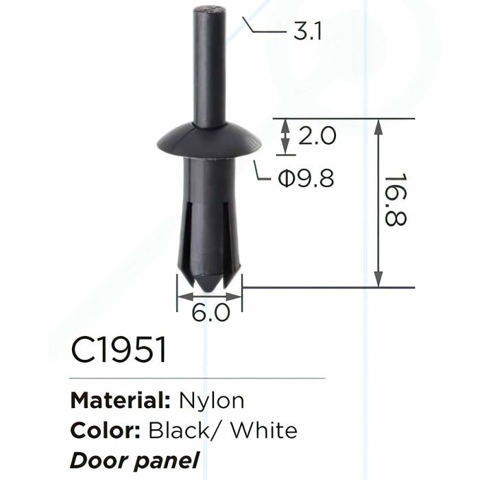 Клипса для крепления внутренней обшивки а/м Мерседес пластиковая, 100 шт Forsage C1951(Mersedes)