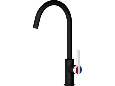 Смеситель для кухни Lt D35, серия Rose черный + белый, поворотный J-излив A-five A5-0824