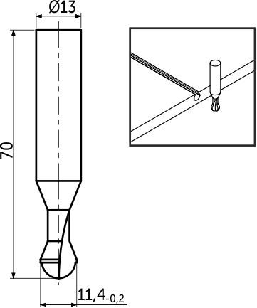 Фреза по дереву 11,4мм (под выравниватели декоративные) AKS 102205