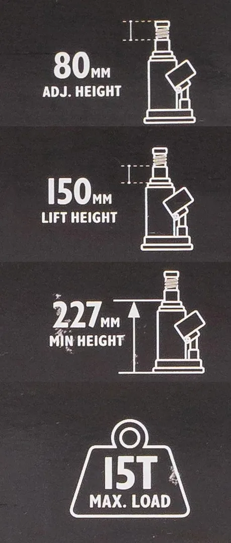 Домкрат бутылочный 15 т 227-457 мм с клапаном JCB JCB-TH91504