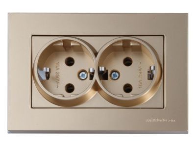 Розетка 2-ая, скрытая,с/з, золото, RITA, 16 A, 250 V, IP 20, Mutlusan 22202020280