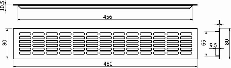 Решетка вентиляционная 480х80мм белая алюминий (тип 2) AKS 100529