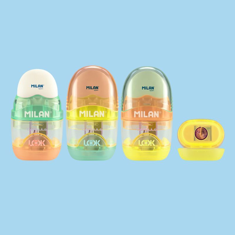 Ластик-точилка Milan "Capsule New Look", контейнером, 1 отверстие, ассорти
