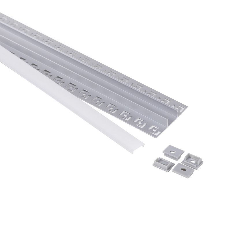 Профиль алюминиевый накладной в гипсокартон RIGEL-2013D, с экраном, цвет алюминий, 2м, в комплекте 4 заглушки, AKS 121515