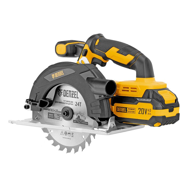 Пила циркулярная аккумуляторная CCSH-20-165, 165 мм, Li-Ion, 20 В Denzel 27405
