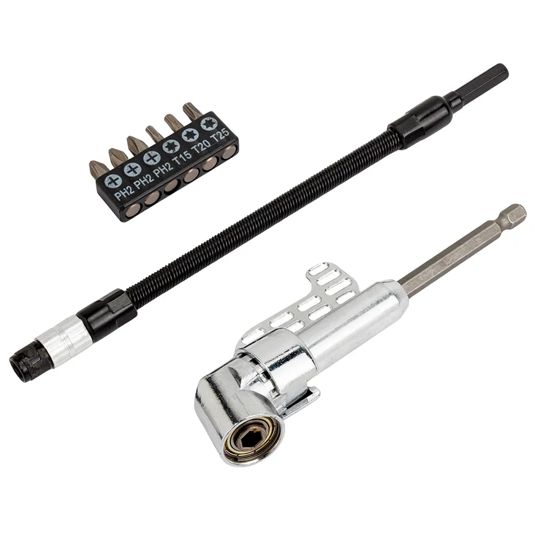 Угловой битодержатель, гибкий удлинитель 200 мм, биты PH, Torx 1/4''х25 мм, 8 пр Scheppach Sch-15018