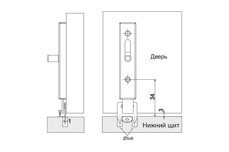 Задвижка мебельная, шпингалет, никель, AKS 116102