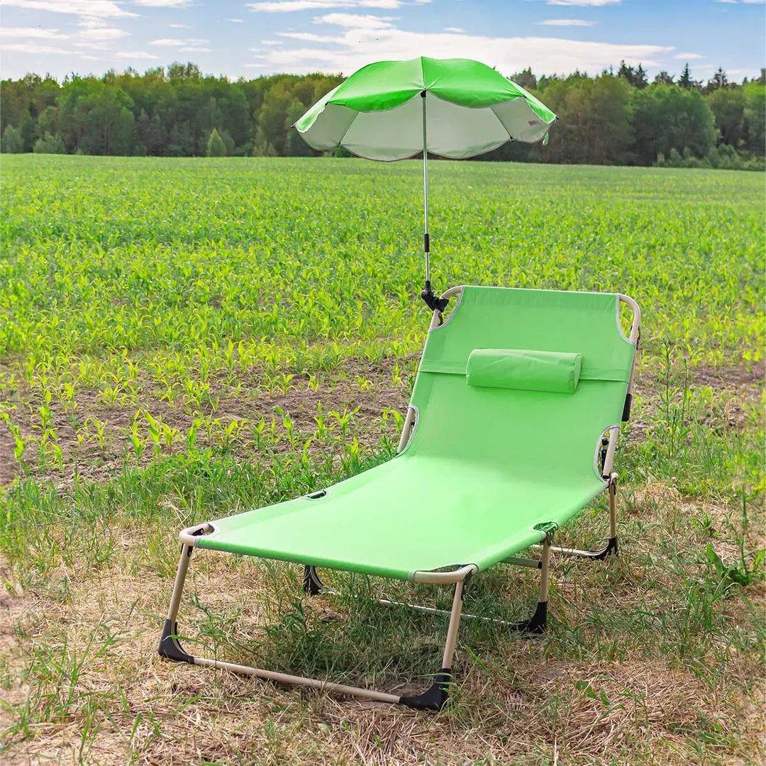 Шезлонг с зонтиком ISMA ISMA-FG-HY-8007Z(зеленый)