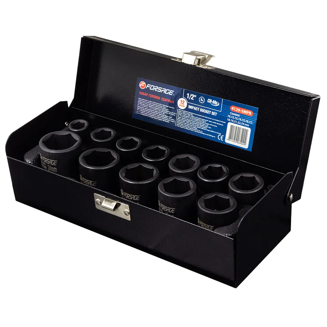 Набор ударных головок 10-24 мм 1/2'' 6-гр 12 пр Forsage F-4129-5MPB