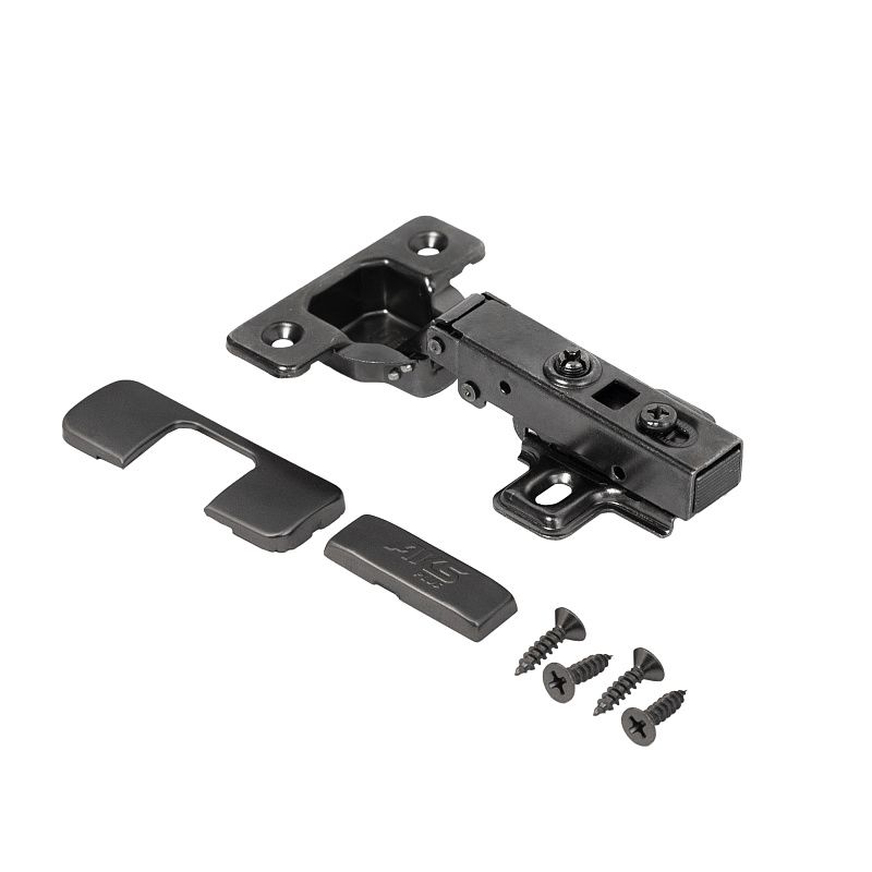 Петля накладная без пружины 45мм h0 clip-on черная, саморезы, заглушки, AKS PLUS 106417