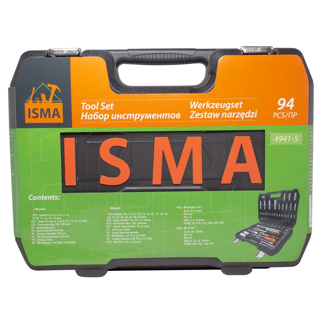 Набор инструментов 94 пр. 1/4''&1/2'', 6-гр. ISMA ISMA-4941-5