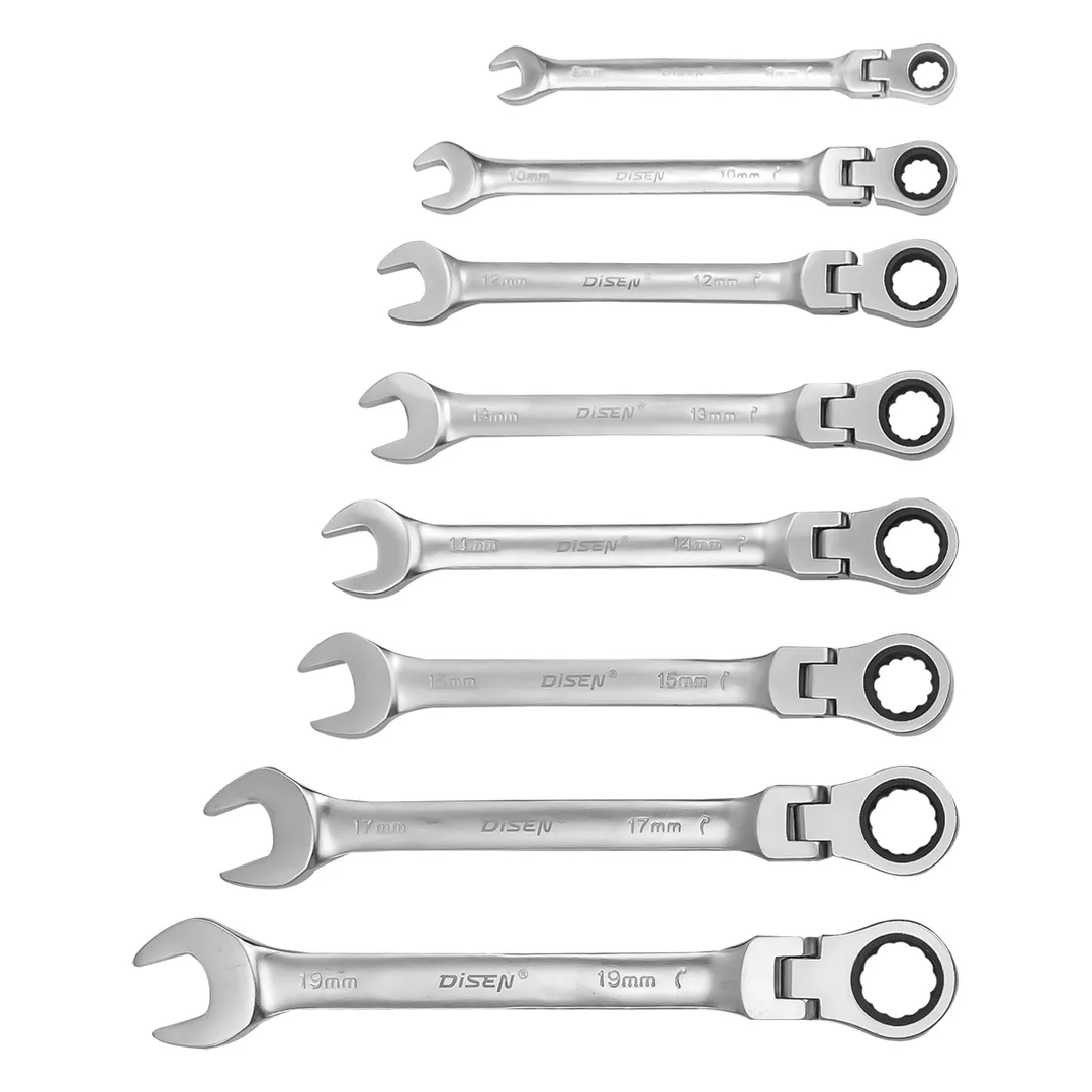 Набор ключей трещоточных 8-19 мм, 8 пр. DISEN DSD1516