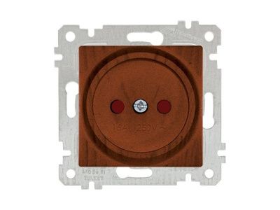 Розетка 1-ая (скрытая, без рамки, б/з, шторки) орех, RITA, (10 A, 250 V, IP 20) Mutlusan 22006060257