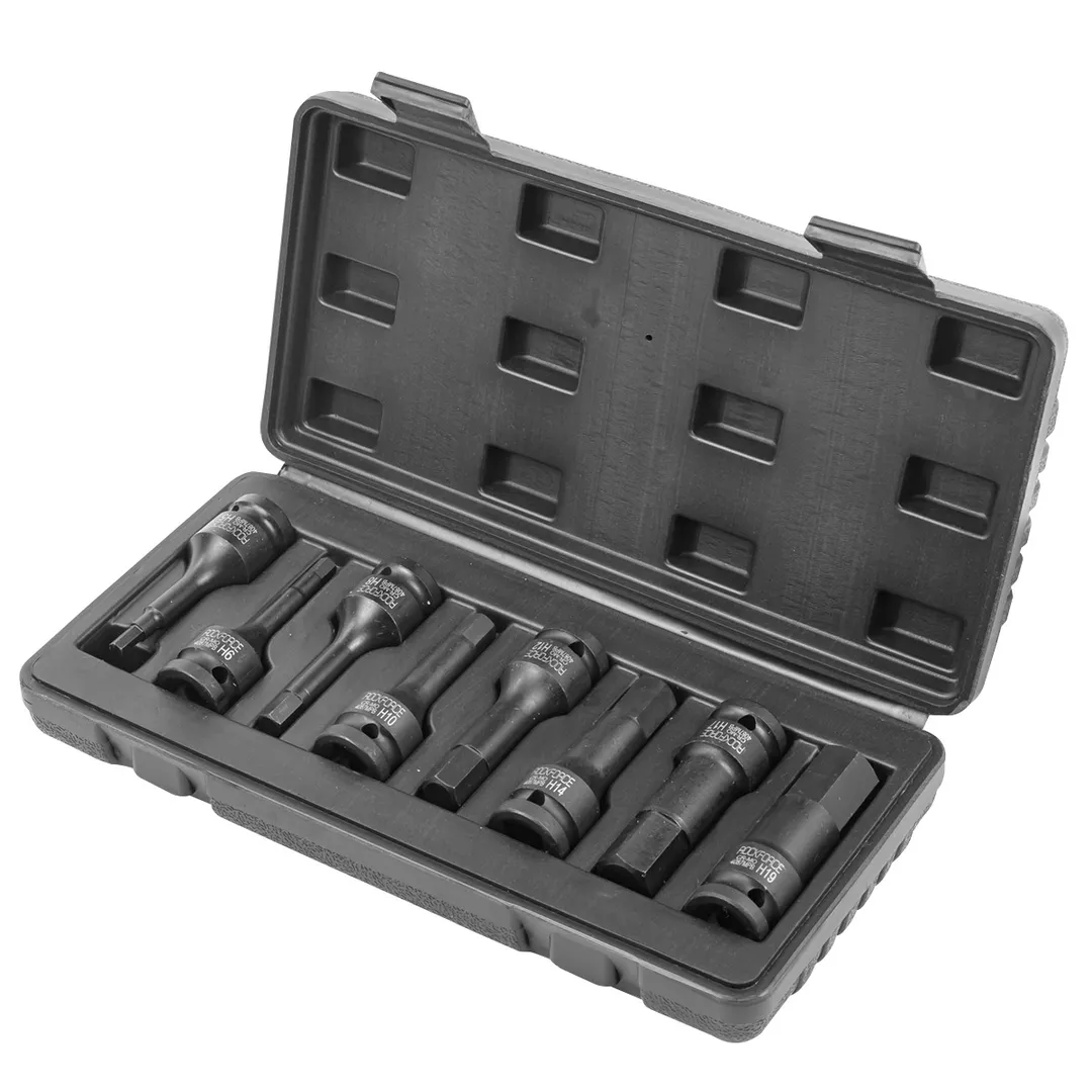 Набор головок-бит HEX ударных H5-H19 1/2'' 8 пр RockForce RF-4087MPB