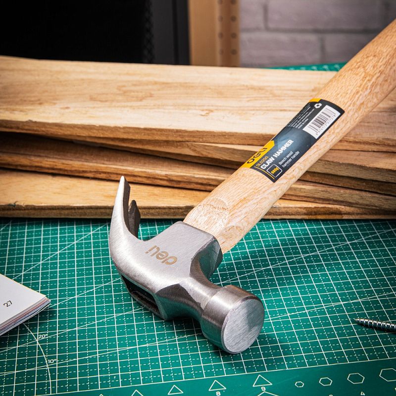 Молоток-гвоздодер Deli YS EDL5250, 0,5 кг, деревянная рукоятка