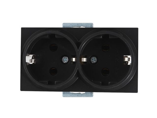 Розетка 2-ая, скрытая, с/з, керамика, черная, RITA, 16 A, 250 V, IP 20, Mutlusan 22002000284