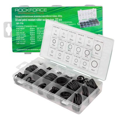 Кольца уплотнительные резиновые маслобензостойкие, 222 пр. RockForce RF-779