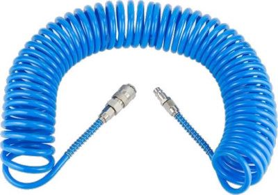 Шланг пневматический, полиуретановый, спиральный, 8х10 мм 15 м, с пневмоарматурой, WUMAX 16990815