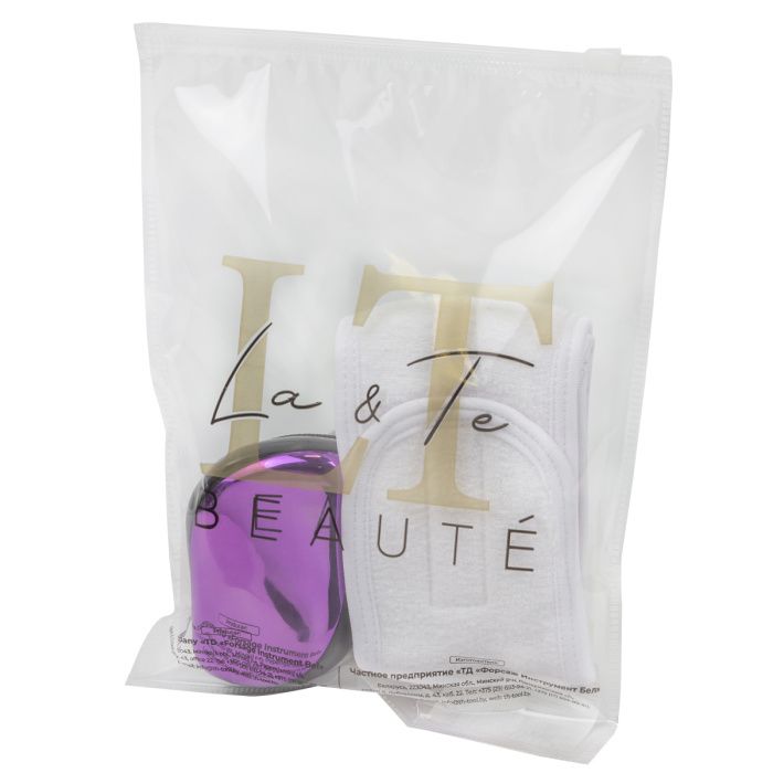 Набор: расческа для волос для взрослых, повязка на голову на липучке, белая La and Te beaute LT-39