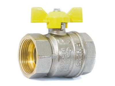 Кран шаровый 1/2" вн.-вн. бабочка, газовый PN 40 LD LD.47.350.15