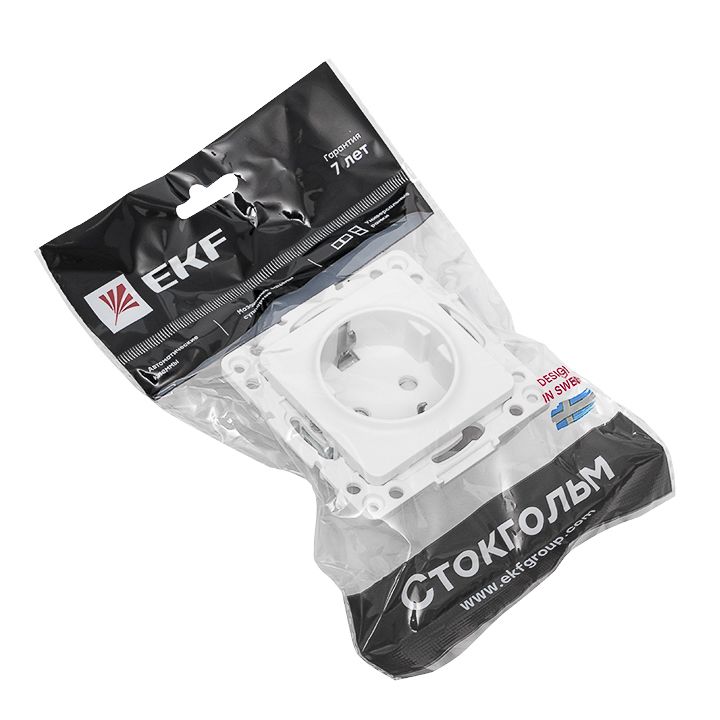 Стокгольм Механизм Розетки 1-местной с/з 16А автоматические клеммы белый с защ, штор, EKF PROxima EYR16-028-10