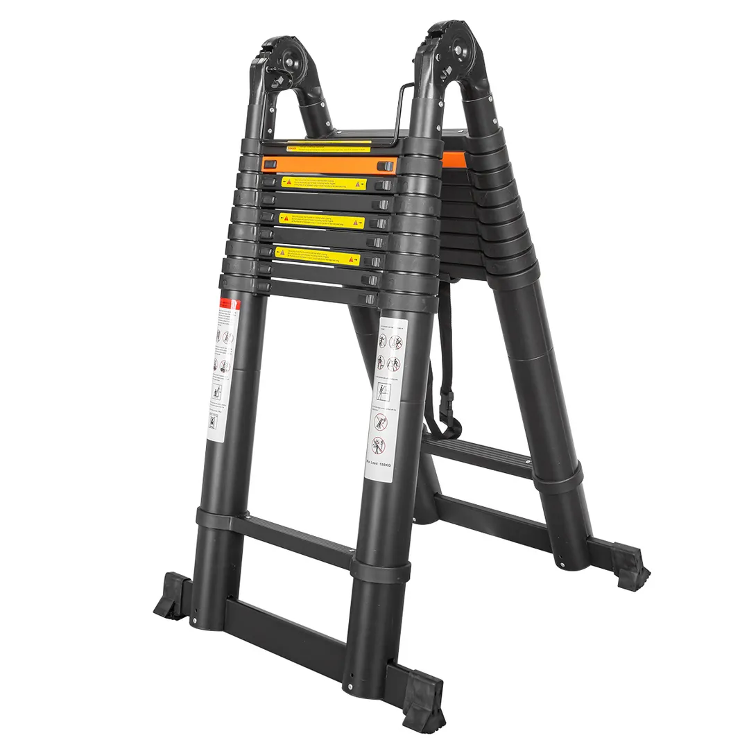 Лестница-стремянка телескопическая алюм. бытовая 4+4м, 10+10 ступ. RockForce RF-UP400-M