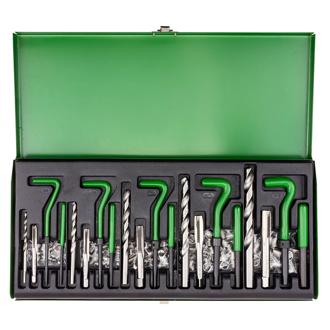 Набор приспособлений и футорок для восстановления резьбы: М5х0,8 М6х1,0 М8х1,25 М10х1,5 М12х1,75 131 пр RockForce RF-9130U1