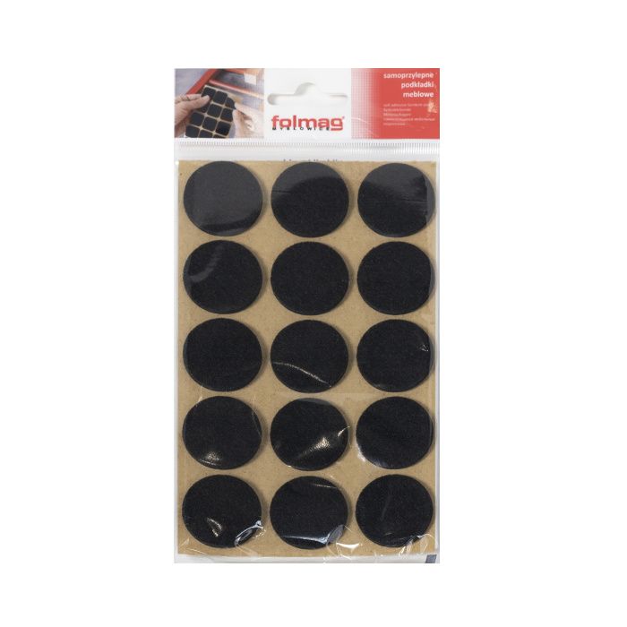 Подкладка самоприлипающая фетровая d30мм (1лист-15шт) черная FOLMAG 110808