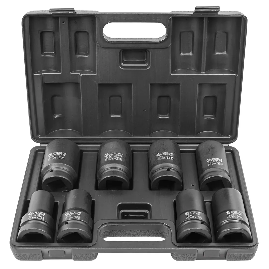 Набор головок ударных глубоких 8 пр. 1" 6-гр. 22-41 мм Forsage F-8081-5MPB
