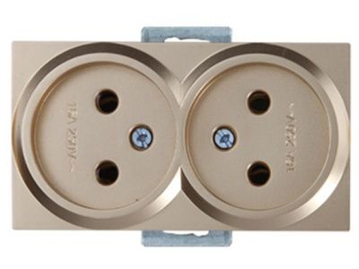 Розетка 2-ая, скрытая, б/з, керамика золото, RITA, Mutlusan 2200 201 0280