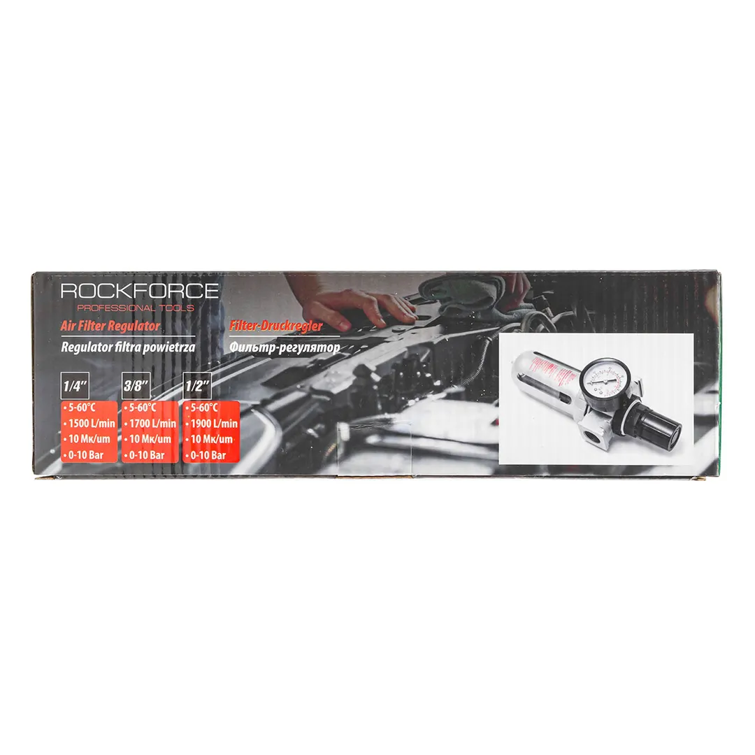 Фильтр влагоотделитель c индикатором давления для пневмосистемы 3/8'' RockForce RF-AFR803