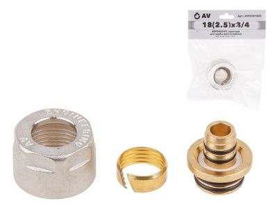 Евроконус, адаптер 18, 2.5х3/4" вн. для труб PEX, инд. упак., HEY AV Engineering AVE5301825