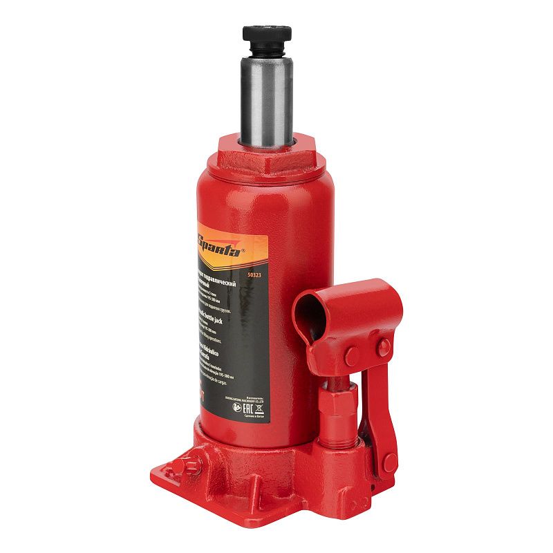 Домкрат гидравлический бутылочный, 5 т, 195-380 мм Sparta 50323